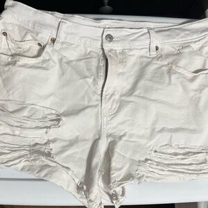White Distressed Women's Shorts